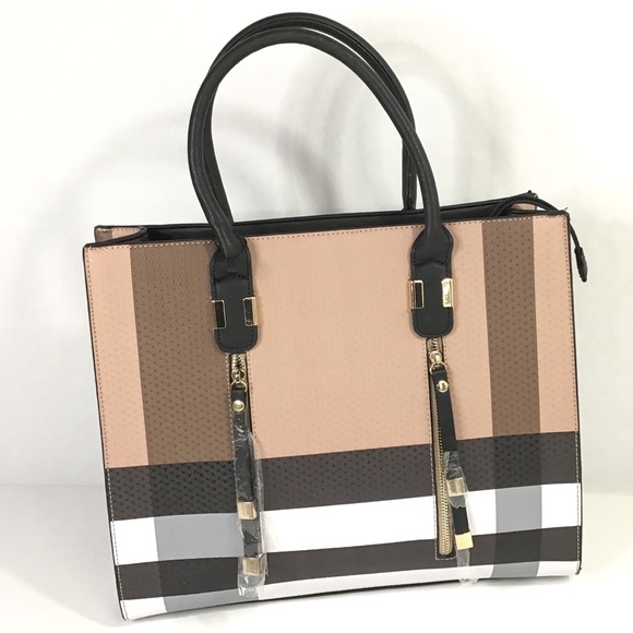“S” Handbags - Plaid Satchel Handbag